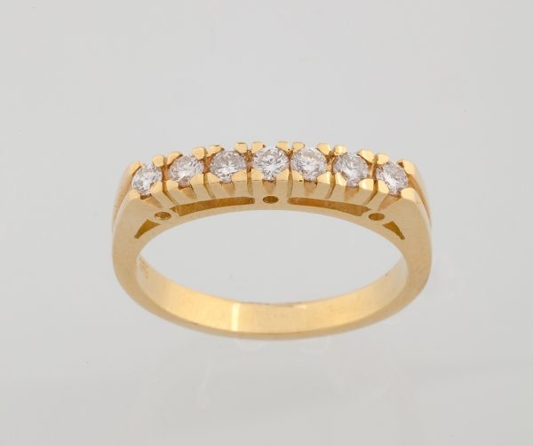 Gold ring K18 with diamonds, brilliant cut