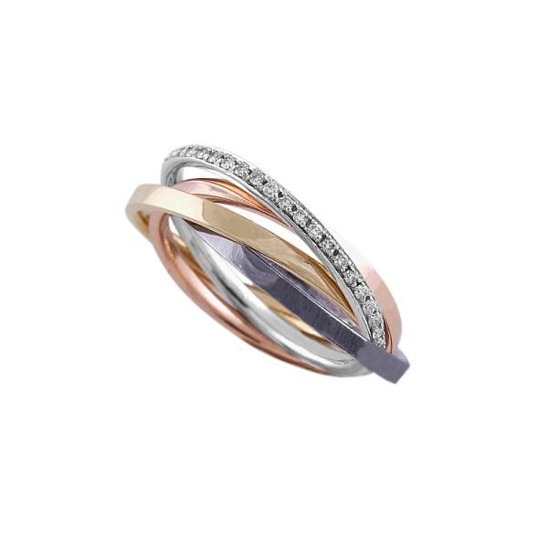 Ring from bands with the 3 colours of gold