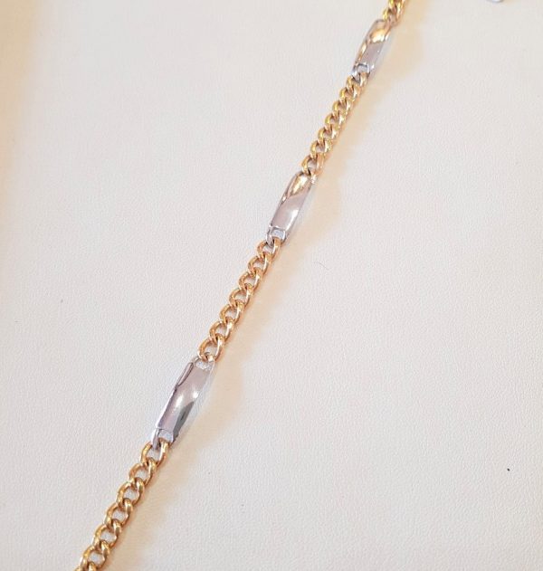 Gold and white gold chain bracelet