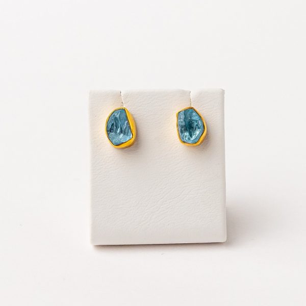 Gold earrings with aqua marine